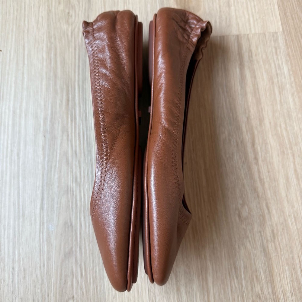 Quince Women’s Cognac Brown Italian Leather On The Go Ballet Flat Shoes 9 - Picture 3 of 6